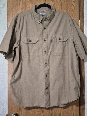 Carhartt Men’s Short-Sleeve Button-Down Shirt — Tan Size XL